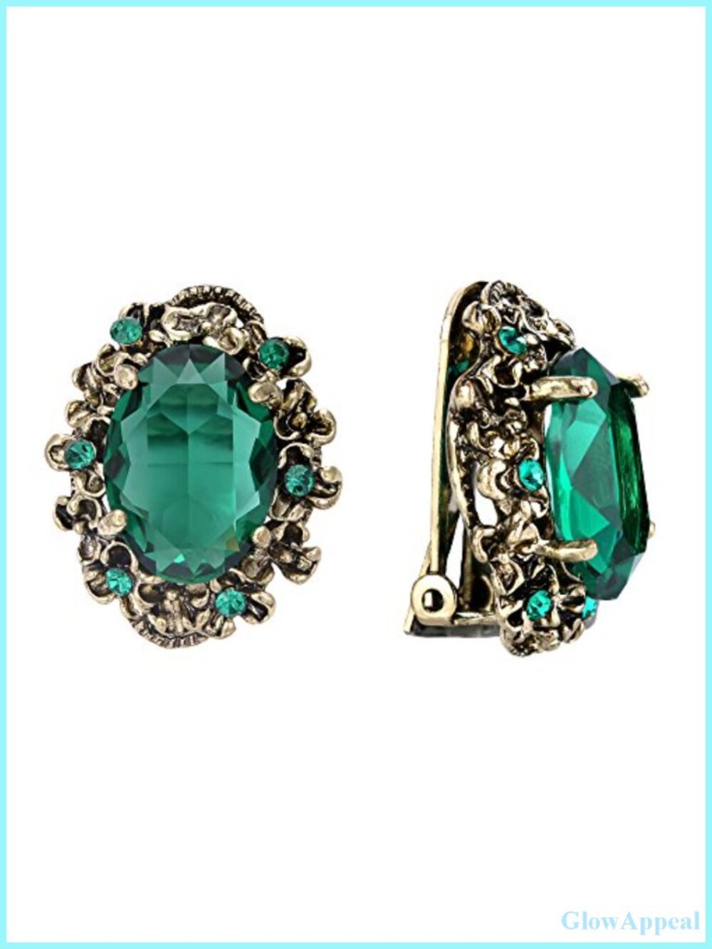 Victorian Style Clip-On Earrings, Austrian Crystal, Prom Jewelry
